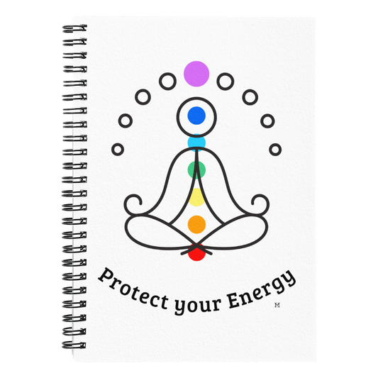 Protect Your Energy, Chakra Centers. - Spiral Journal 120 pages Choose Ruled Line or Graph Paper Interior