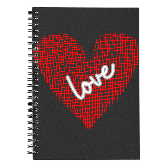 Love with Red Heart. - Spiral Journal 120 pages Choose Ruled Line or Graph Paper Interior