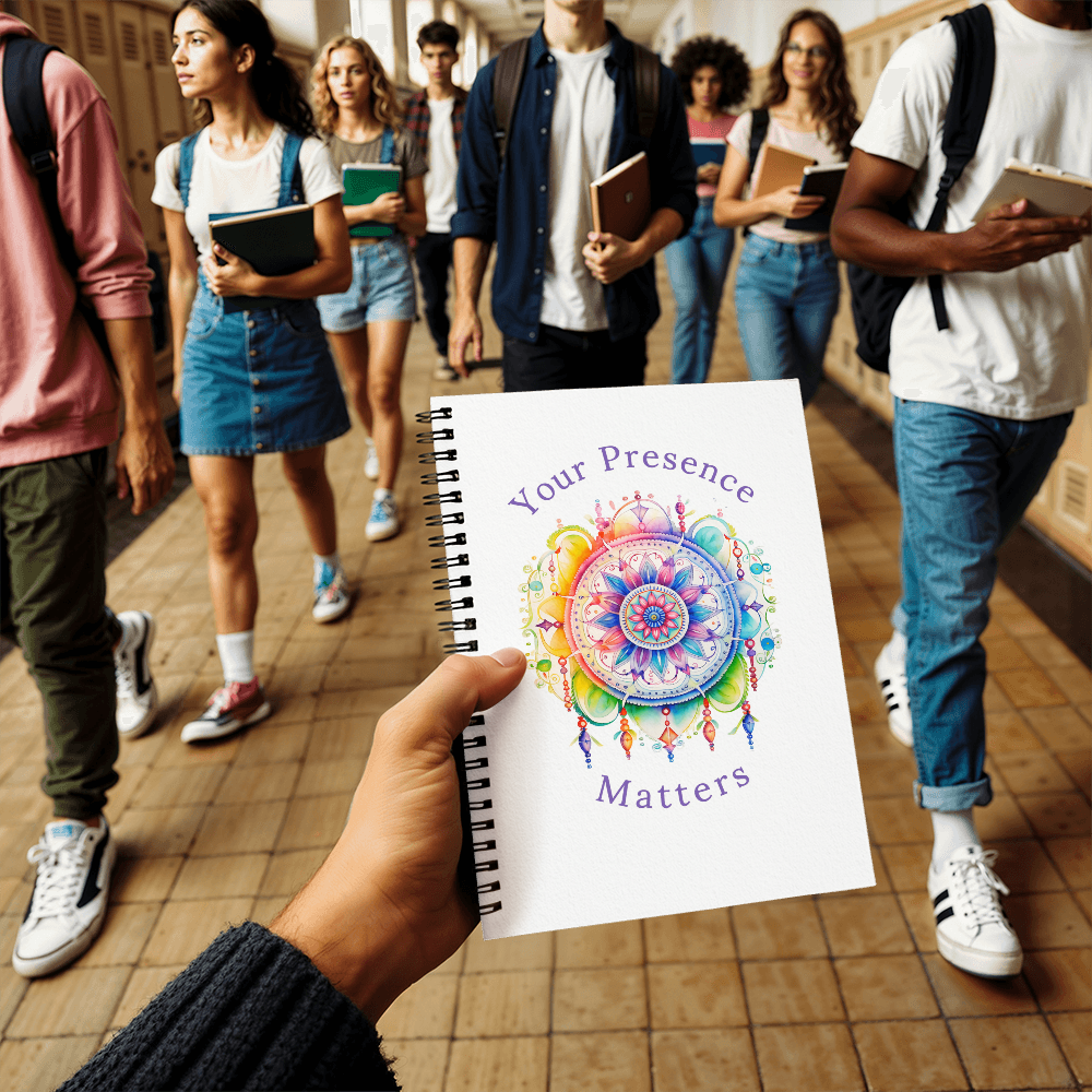 Your Presence Matters. - Spiral Journal 120 pages Choose Ruled Line or Graph Paper Interior