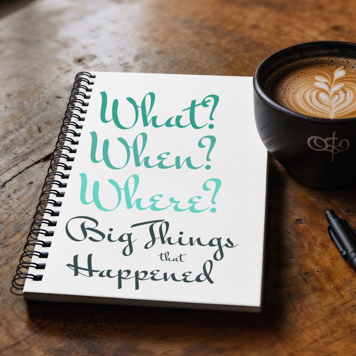 What? When? Where? Big Things that Happened - Spiral Journal 120 pages Choose Ruled Line or Graph Paper Interior