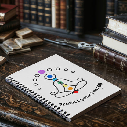 Protect Your Energy, Chakra Centers. - Spiral Journal 120 pages Choose Ruled Line or Graph Paper Interior