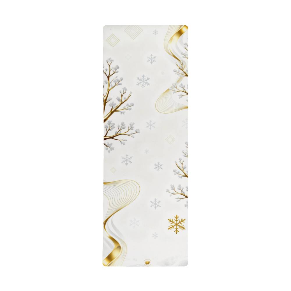 Winter Radiance: Golden Tranquility - Yoga Mat with Rubber Backing for Stability