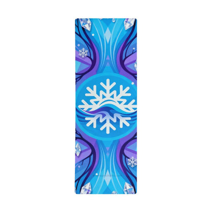 Crystal Aurora: Snowflake Flow - Yoga Mat with Rubber Backing for Stability