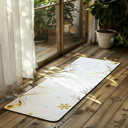 Winter Radiance: Golden Tranquility - Yoga Mat with Rubber Backing for Stability
