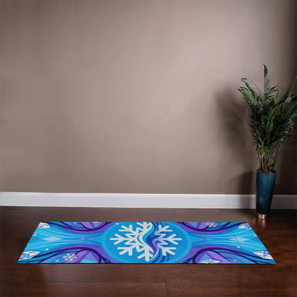 Crystal Aurora: Snowflake Flow - Yoga Mat with Rubber Backing for Stability