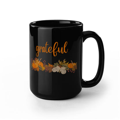Grateful with Fall Border - Two-sided Print White Mug 15oz