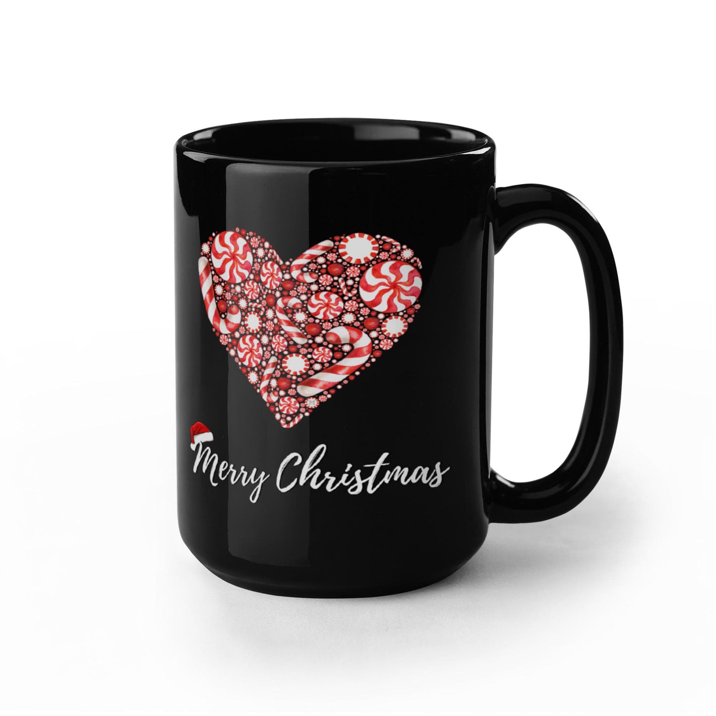 Peppermint Candy Cane Merry Christmas - Ceramic Mug 15oz