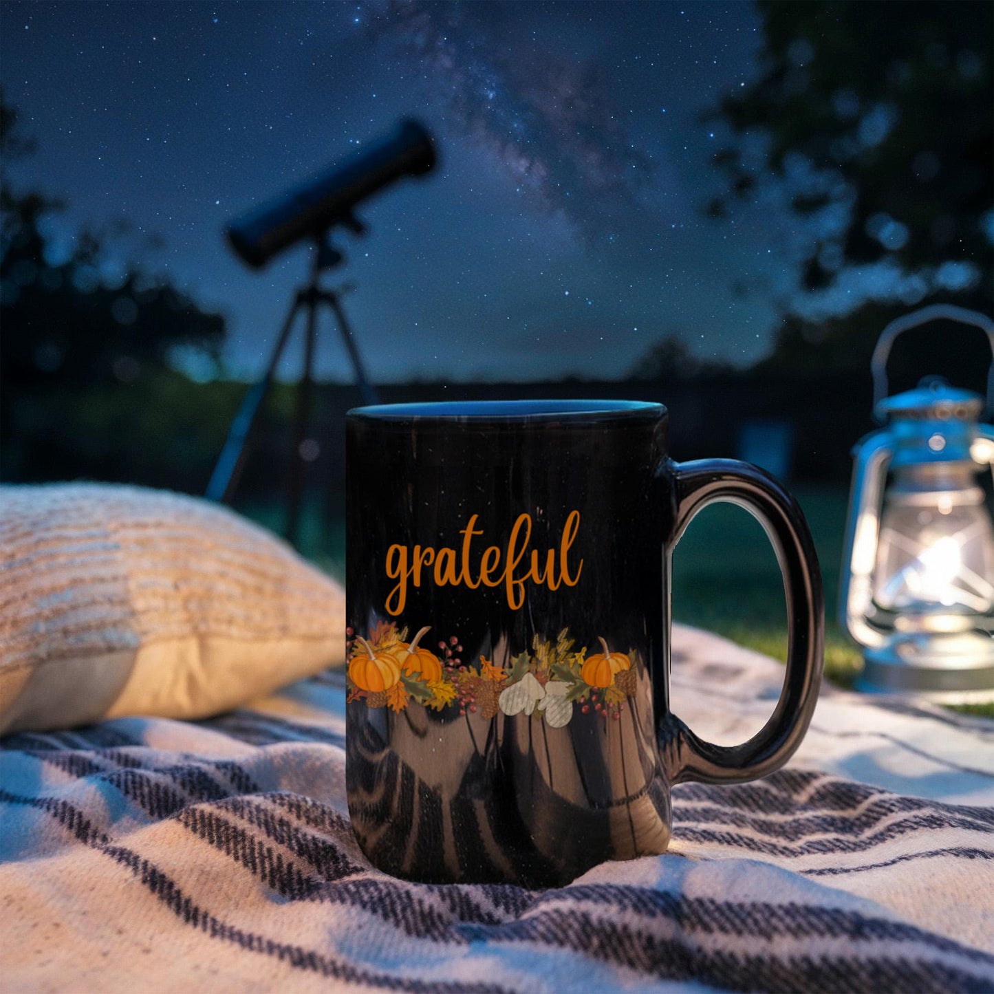 Grateful with Fall Border - Two-sided Print White Mug 15oz