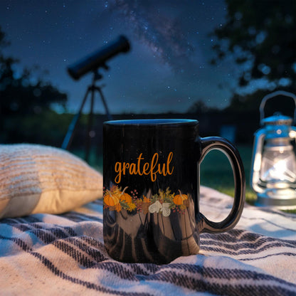 Grateful with Fall Border - Two-sided Print White Mug 15oz