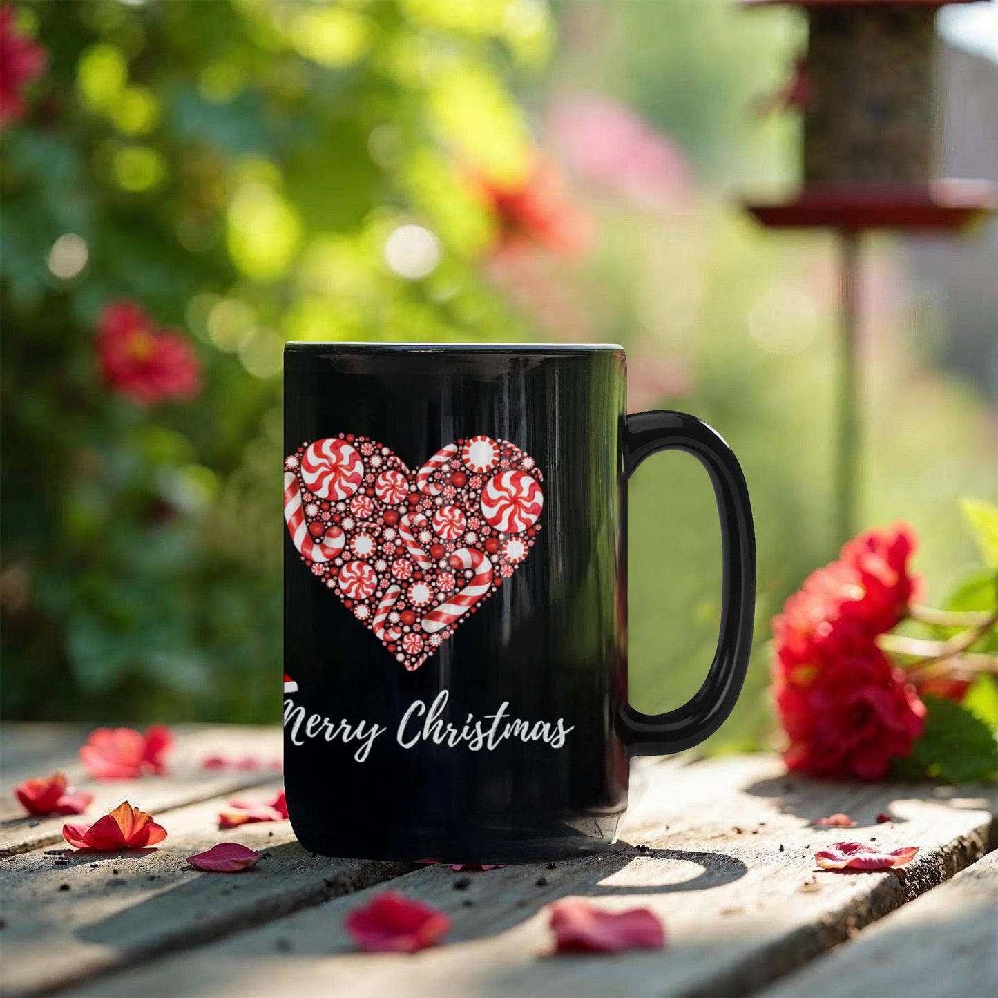 Peppermint Candy Cane Merry Christmas - Ceramic Mug 15oz