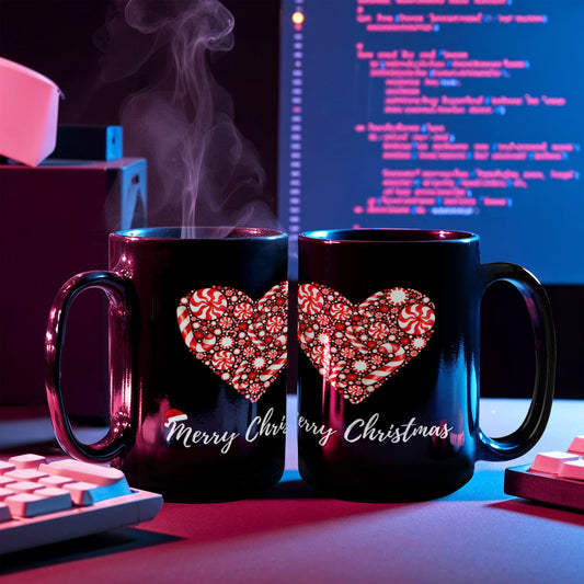 Peppermint Candy Cane Merry Christmas - Ceramic Mug 15oz