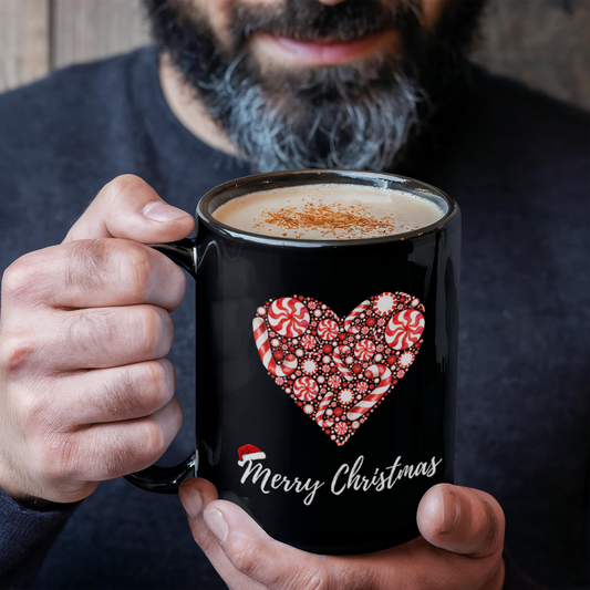 Peppermint Candy Cane Merry Christmas - Ceramic Mug 15oz
