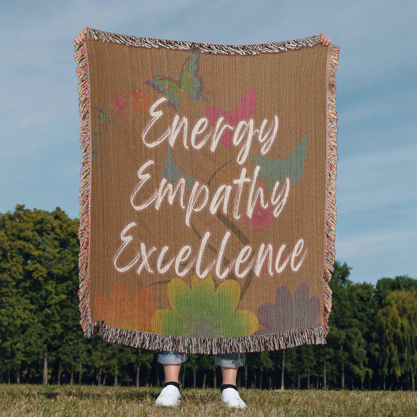 Energy Empathy Excellence - It's all about the message Beautiful 100% Cotton Woven Blanket