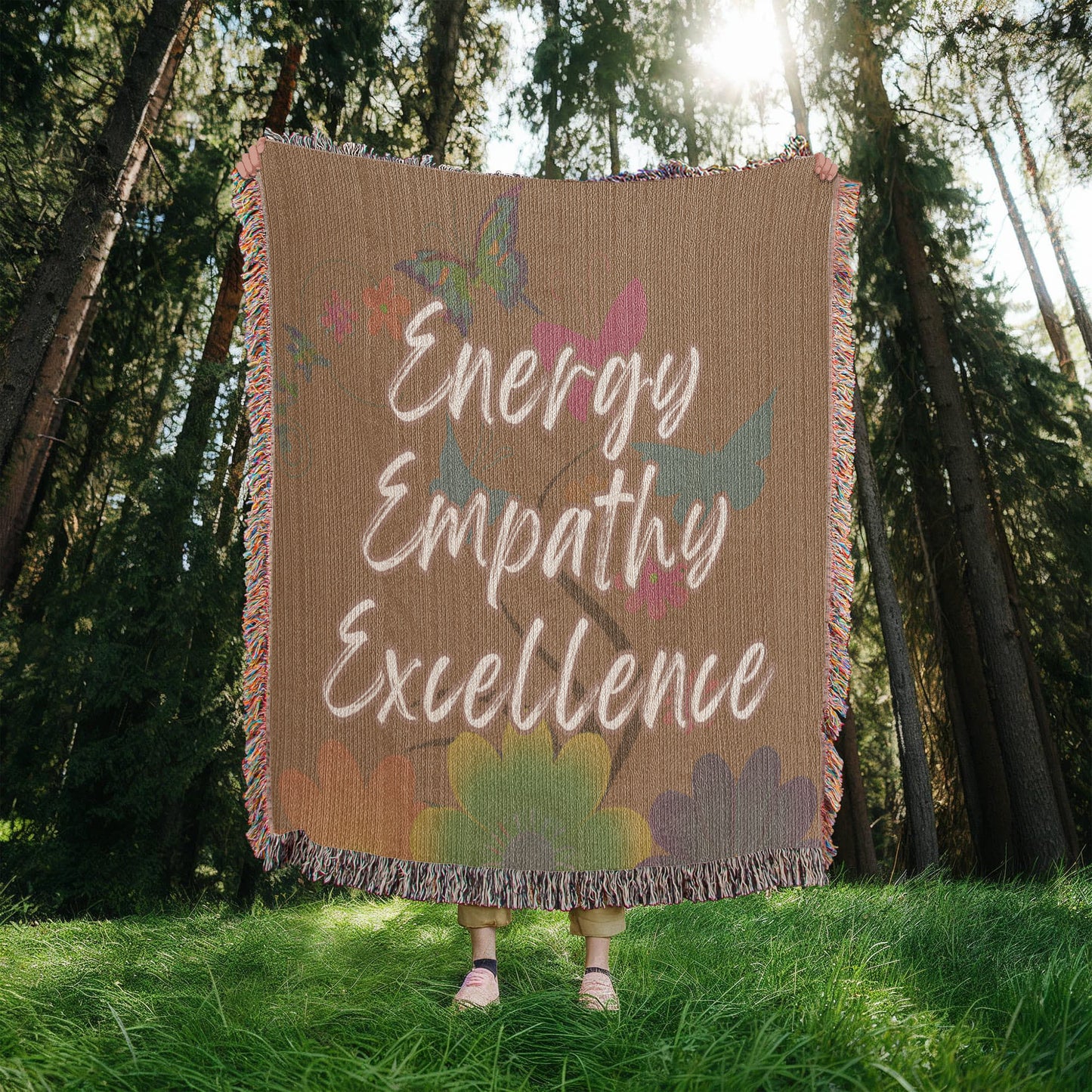 Energy Empathy Excellence - It's all about the message Beautiful 100% Cotton Woven Blanket