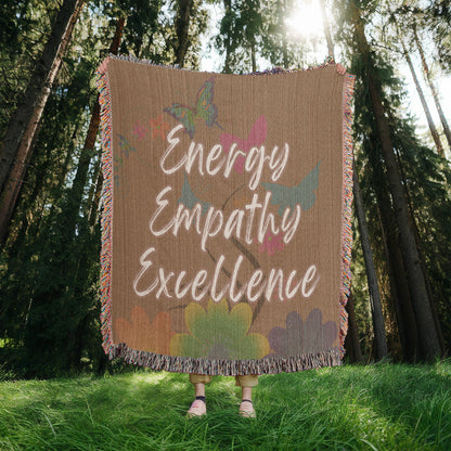 Energy Empathy Excellence - It's all about the message Beautiful 100% Cotton Woven Blanket