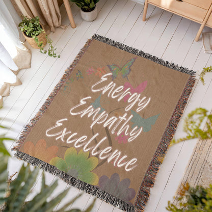 Energy Empathy Excellence - It's all about the message Beautiful 100% Cotton Woven Blanket