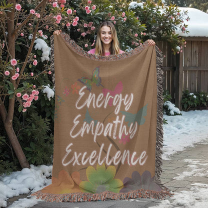 Energy Empathy Excellence - It's all about the message Beautiful 100% Cotton Woven Blanket