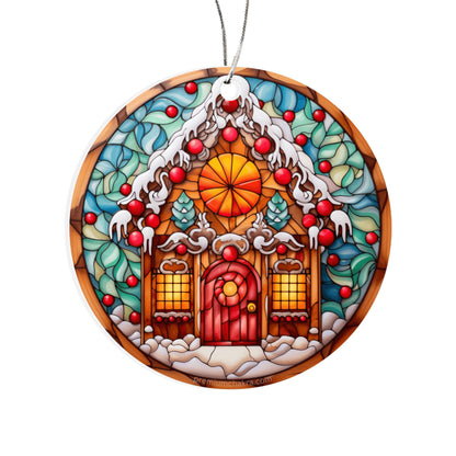 Enchanting Stained Glass Gingerbread Cottage – Cozy Holiday Art and Christmas Inspiration from Premium Chakra