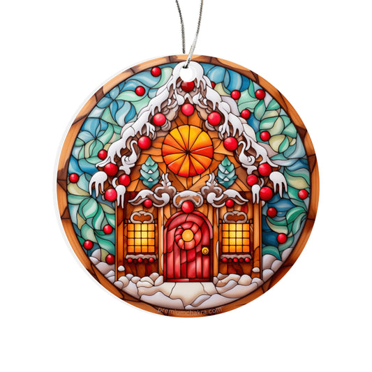 Enchanting Stained Glass Gingerbread Cottage – Cozy Holiday Art and Christmas Inspiration from Premium Chakra