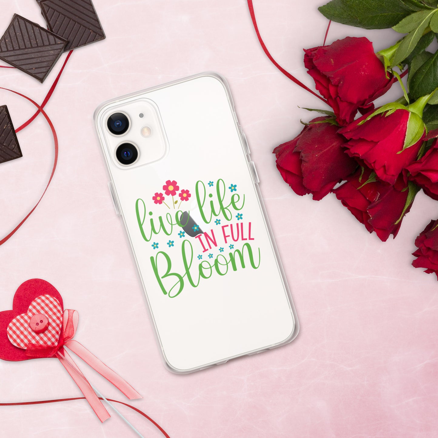 Live Life in Full Bloom Clear Case Cover for iPhone®
