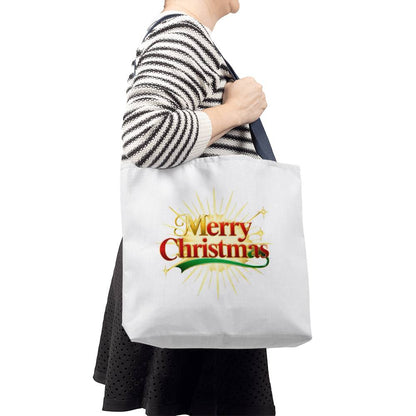 Merry Christmas Classic Tote Bag in 3 sizes and your choice of 5 handle colors