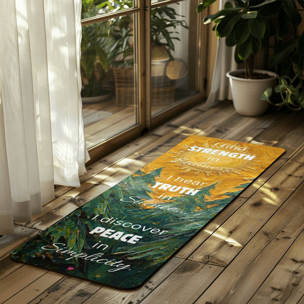 Strength in Stillness; Truth in Silence; Peace in Simplicity - Yoga Mat with Anti-slip Rubber Backing for Stability