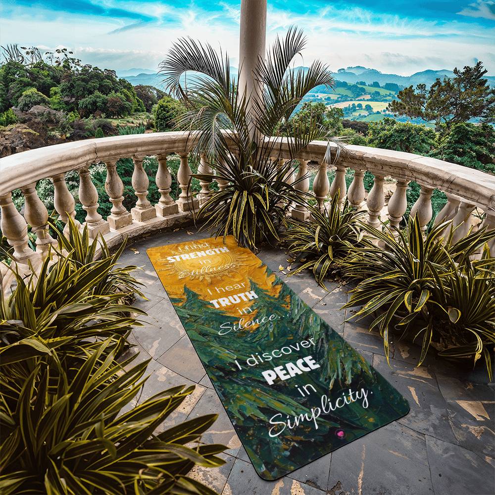 Strength in Stillness; Truth in Silence; Peace in Simplicity - Yoga Mat with Anti-slip Rubber Backing for Stability