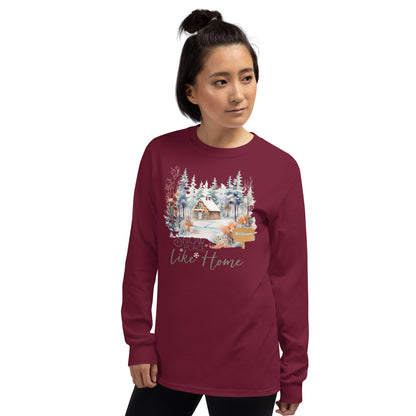 Welcome Snow Place Like Home Country Cabin in Snowy Woods Long Sleeve