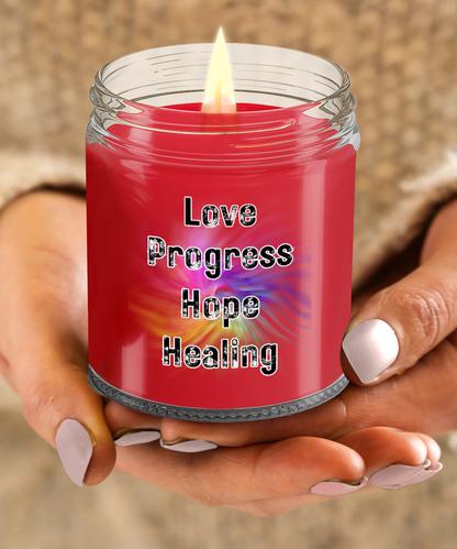 Candle with Positive Words - Love Progress Hope Healing - Apple Pie Scent