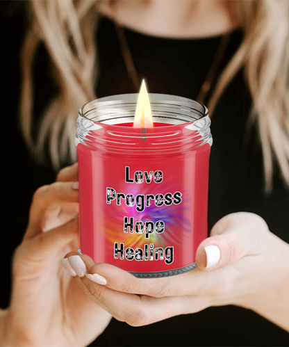 Candle with Positive Words - Love Progress Hope Healing - Apple Pie Scent