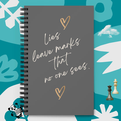 Lies Leave Marks No One Sees - Spiral notebook with 140 dotted pages MII Design