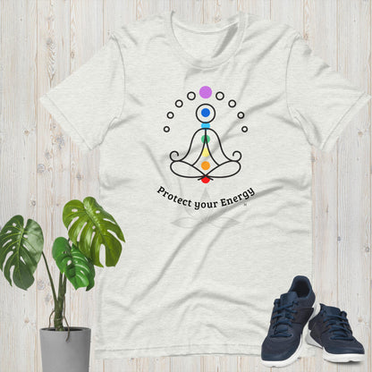 Protect Your Energy Chakras Reiki Yoga Unisex Bella+Canvas 3001 t-shirt by Premium Chakra MII Design