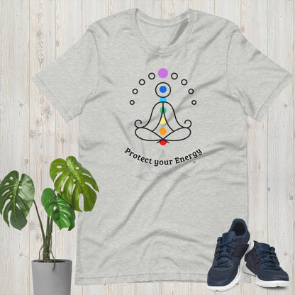 Protect Your Energy Chakras Reiki Yoga Unisex Bella+Canvas 3001 t-shirt by Premium Chakra MII Design