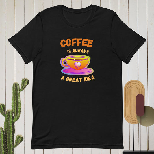 Soft Colorful Tee - Coffee Is Always A Great Idea - Bella+Canvas 3001 Soft Unisex T-Shirt