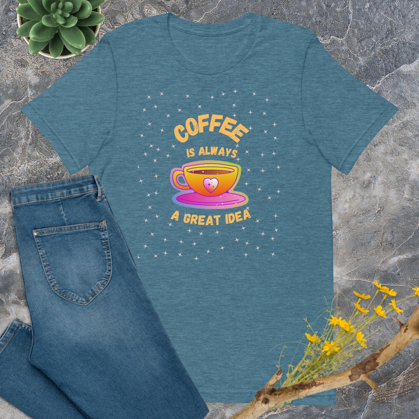 Coffee is Always a Great Idea on Stars - Bella + Canvas Unisex t-shirt