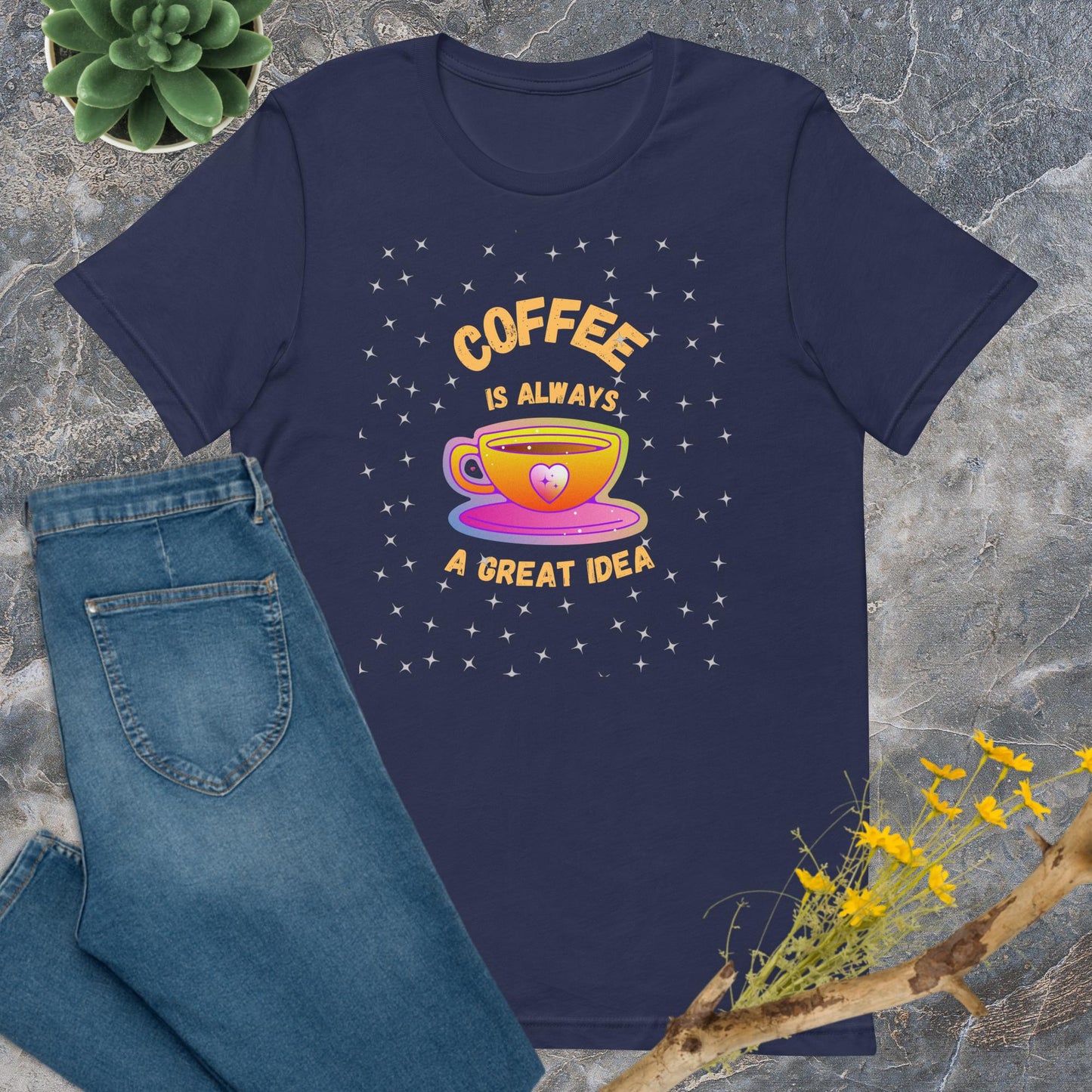 Coffee is Always a Great Idea on Stars - Bella + Canvas Unisex t-shirt