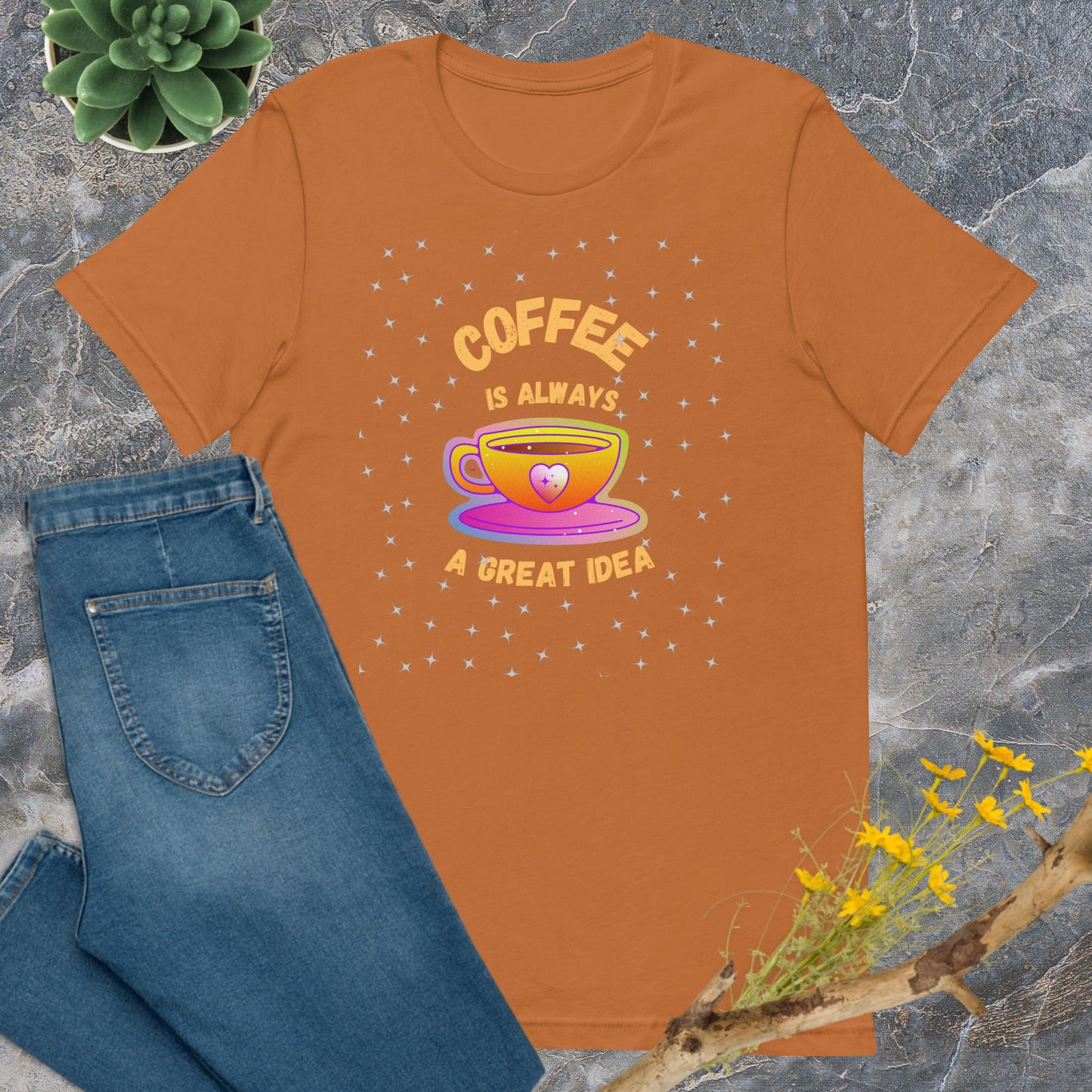 Coffee is Always a Great Idea on Stars - Bella+Canvas Unisex t-shirt