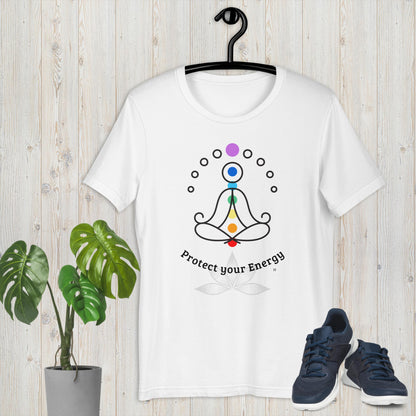 Protect Your Energy Chakras Reiki Yoga Unisex Bella+Canvas 3001 t-shirt by Premium Chakra MII Design