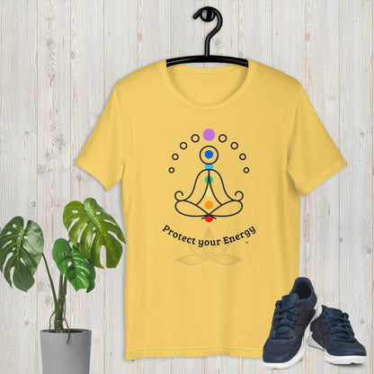 Protect Your Energy Chakras Reiki Yoga Unisex Bella+Canvas 3001 t-shirt by Premium Chakra MII Design