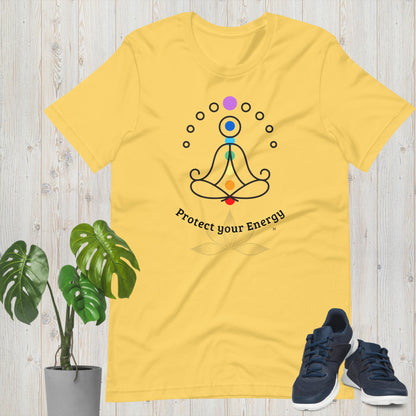 Protect Your Energy Chakras Reiki Yoga Unisex Bella+Canvas 3001 t-shirt by Premium Chakra MII Design