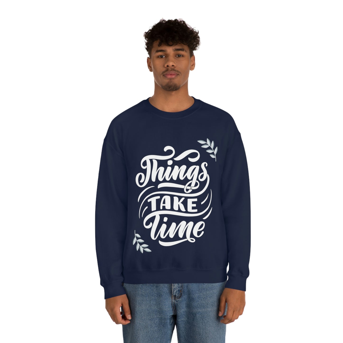 Things Take Time (with leaves) Unisex Heavy Blend™ Crewneck Sweatshirt
