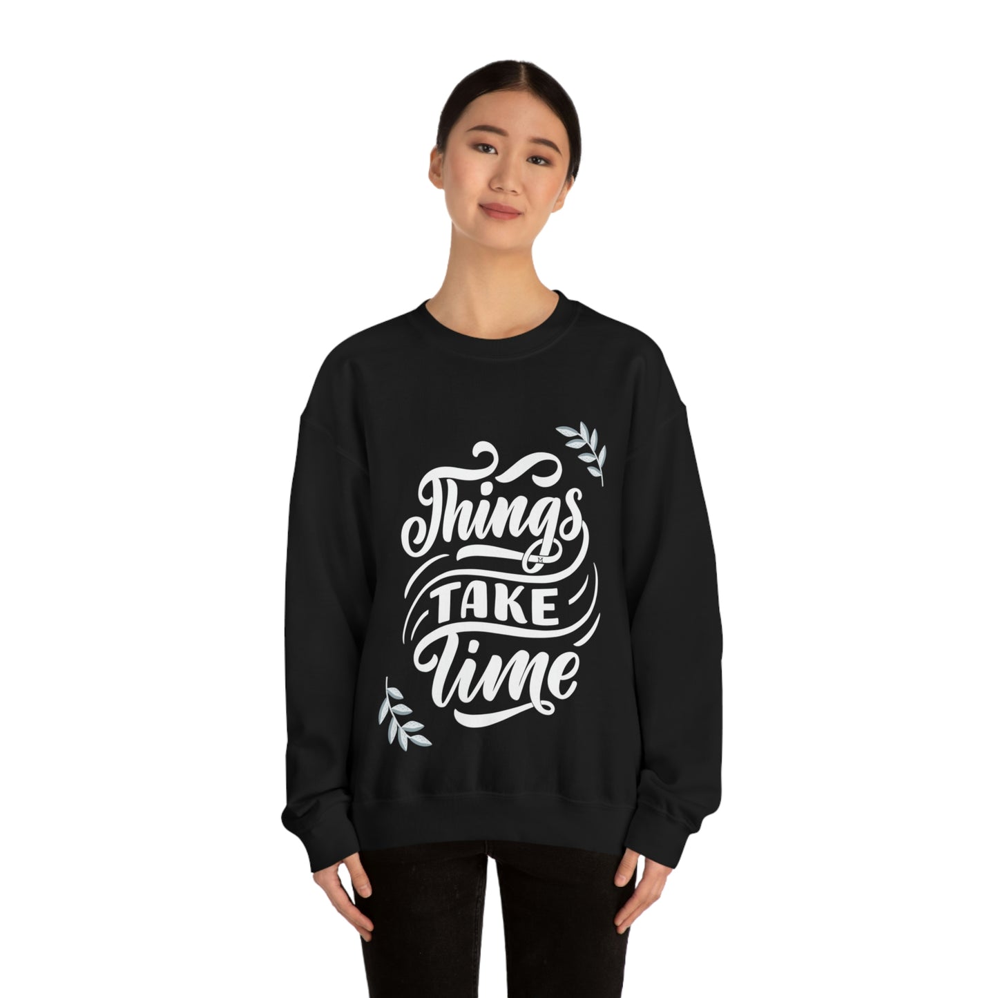 Things Take Time (with leaves) Unisex Heavy Blend™ Crewneck Sweatshirt