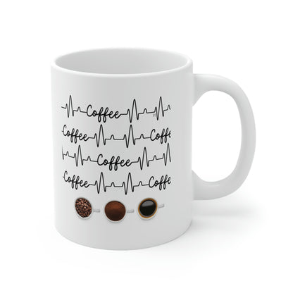 Coffee Heartbeat with Coffee Cups MII Designs Ceramic Mug 11oz