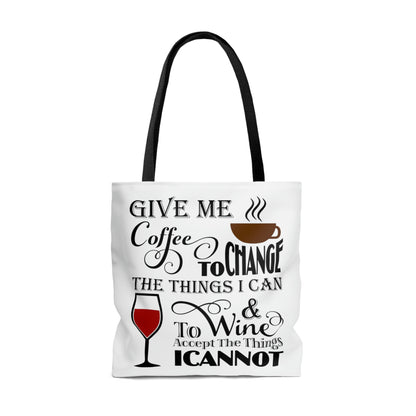 Funny Sarcastic - Give Me Coffee or Give Me Wine Tote Bag MII Designs