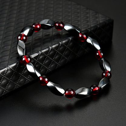 Natural Stone Red Agates Hematite Bracelets Positive Energy Unisex Fashion Jewelry Gift Idea