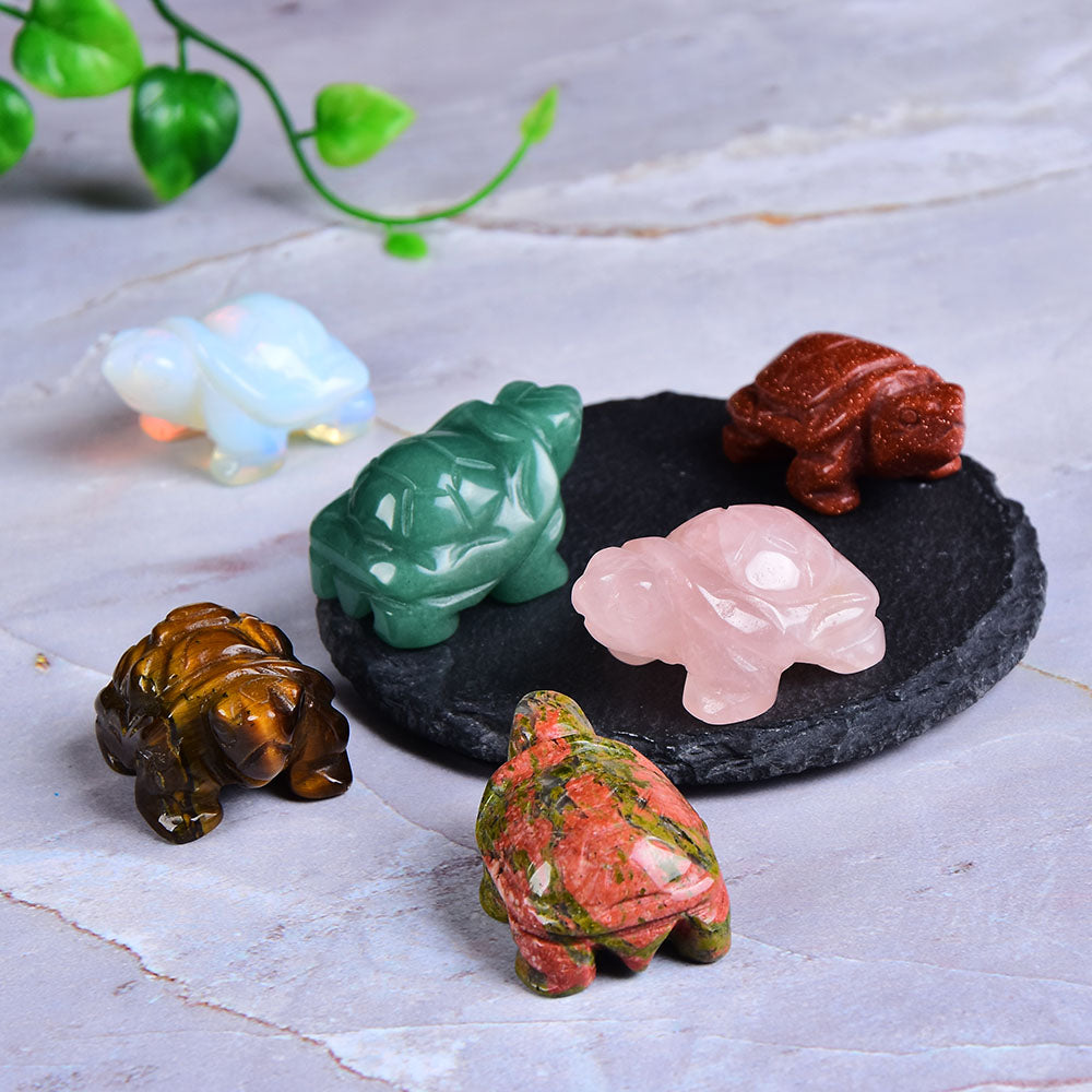 Natural Crystal Rose Quartz Tortoise Amethyst Opal Animals Healing Stone Home Decor  (1Pc)