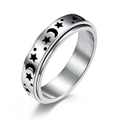 MOON * STARS * SUN * Titanium Fidget Spinner Rings - Rotating Worry Ring