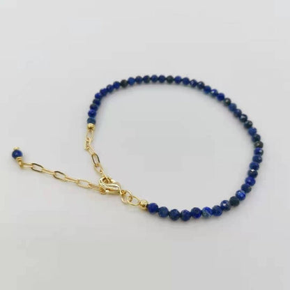 Delicate Faceted Lapis Lazuli Bracelet 14K Gold Filled Chain