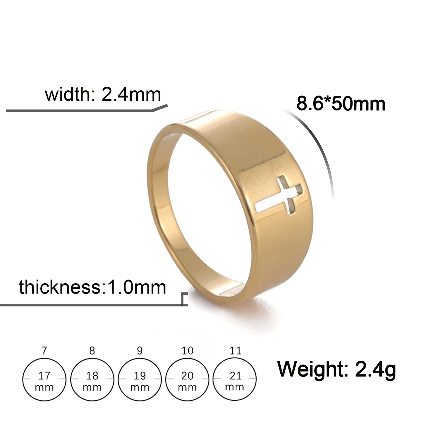 Laser Cut Stainless Steel Cross Couple Rings in Silver, Gold, Rose Gold or Black Women Men Ring Fashion Jewelry