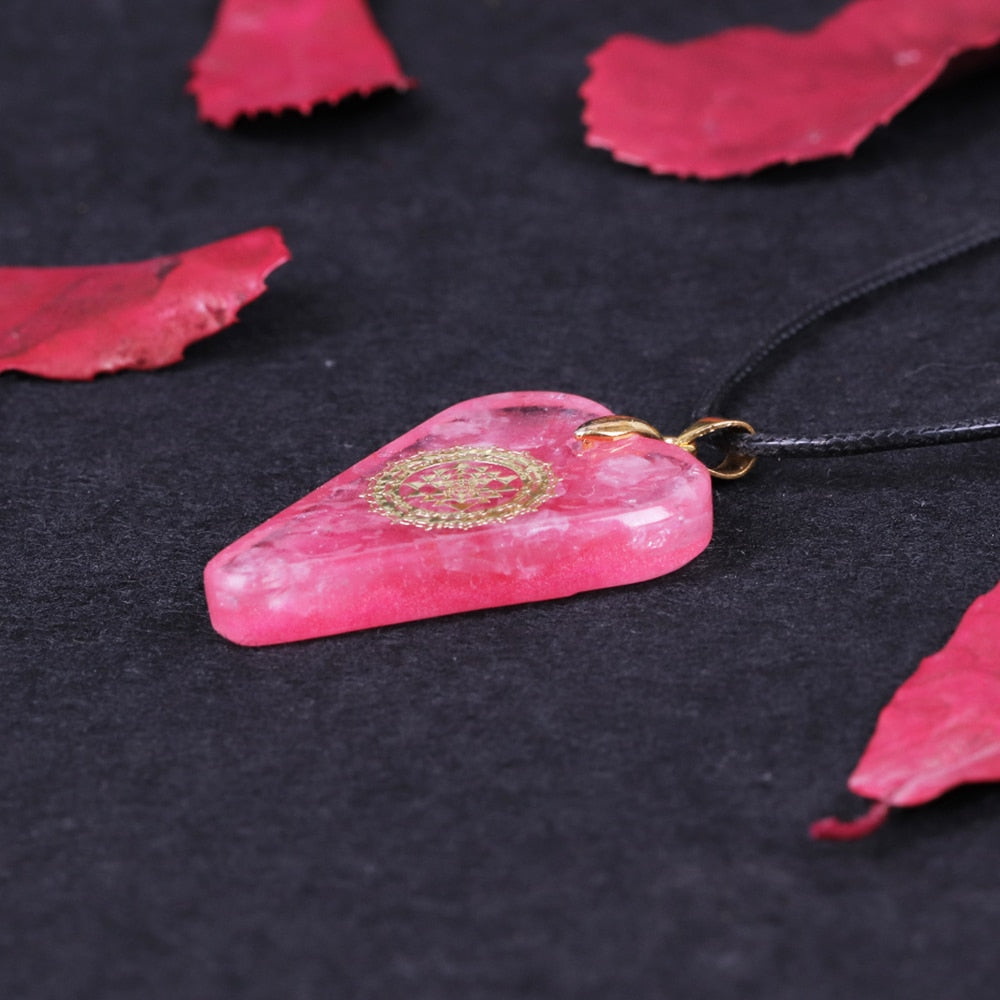 Rose Quartz Crystal Necklace Healing Crystals heart shaped chakra